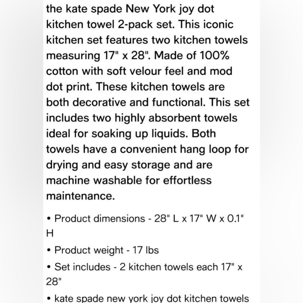 kate spade White and Pink 'Eat Cake for Breakfast' Kitchen Towel - Picture 5 of 5